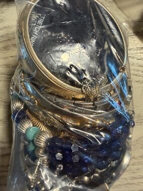 Mixed Metal and Beaded Bracelet Set - Gold, Silver, Blue, Teal